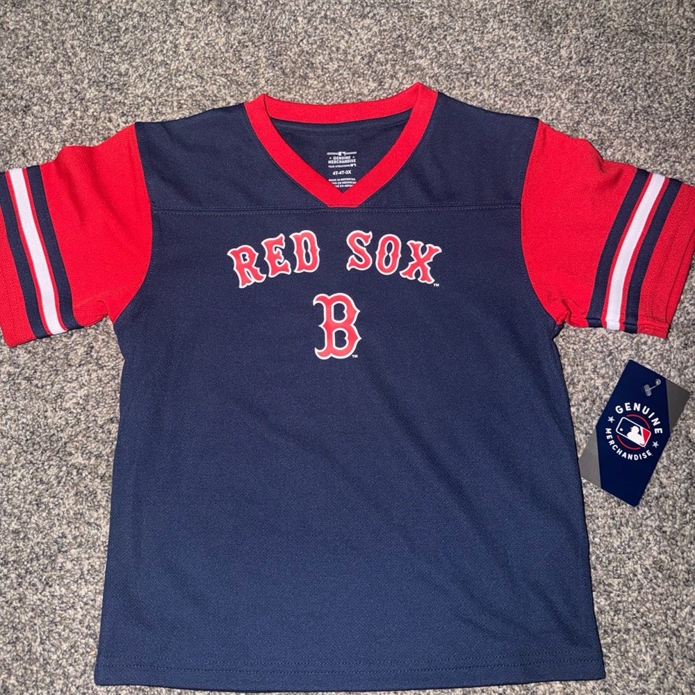 MLB Boston Red Sox Navy & Red Kids Jersey Tee
